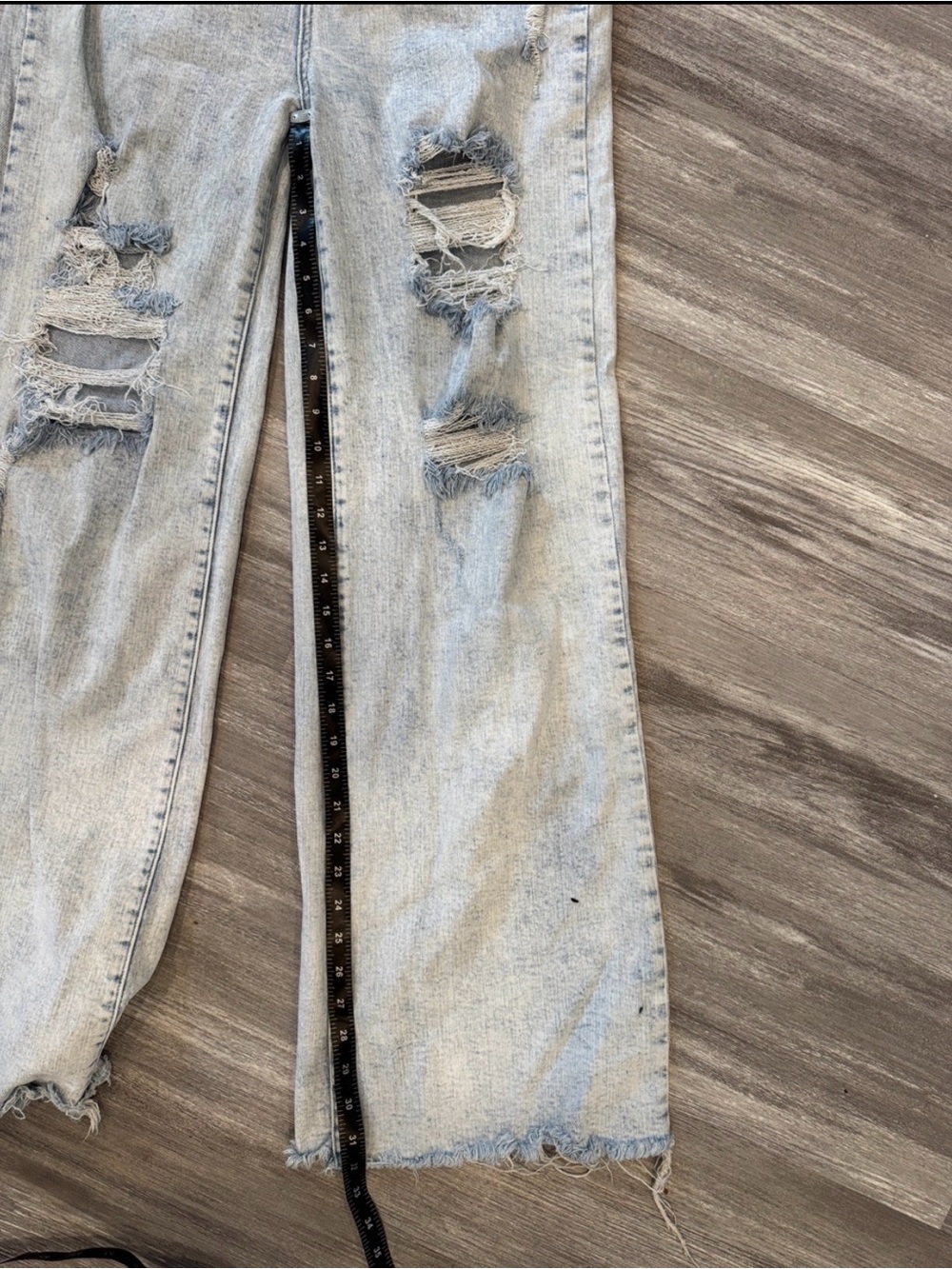 Light Blue Distressed Wide-Leg Women's Jeans - Picture 6 of 7